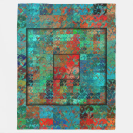 Gekke Turquoise en Rode Pleinen en Kronkels Fleece Deken