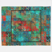 Gekke Turquoise en Rode Pleinen en Kronkels Fleece Deken (Voorkant (Horizontaal))