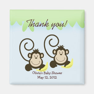 GEKKE TWIN MONKEYS Baby shower Favor Magnet