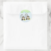 GEKKE TWIN MONKEYS Envelope Seals - Blauw Ronde Sticker (Tas)