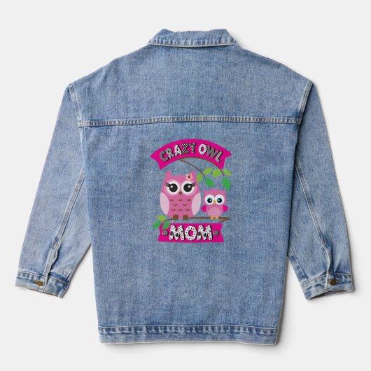 Gekke Uil Moederdag Schattigee Nachtvogel Denim Jacket (Achterkant)