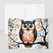 Gekke uil op de boomtak briefkaart (Voorkant / Achterkant)
