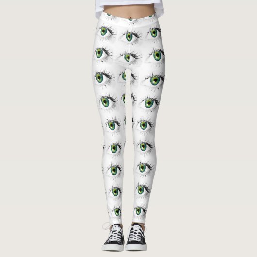 gekke unieke oogbal blauw groen grappig halloween leggings (Voorkant)
