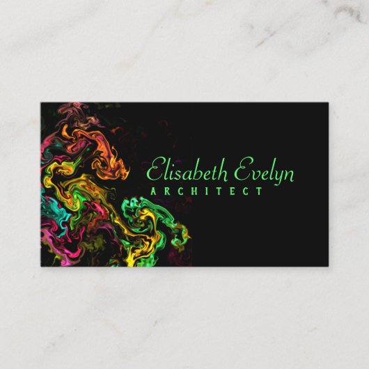 gekke verf op zwarte achtergrond 7kj visitekaartje (Voorkant)