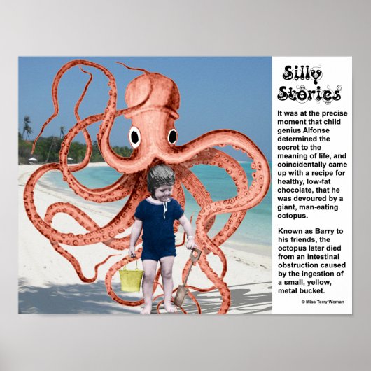 Gekke verhalen: Octopus die Man eet Poster (Voorkant)