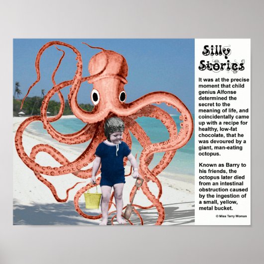 Gekke verhalen: Octopus die Man eet Poster (Voorkant)