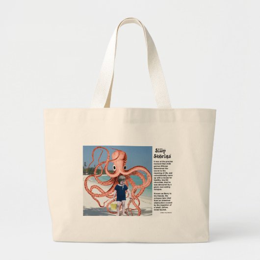 Gekke verhalen: Octopus met Man Grote Canvas tas (Voorkant)
