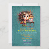 Gekke verjaardag meisje het maken van een wens kaart (Voorkant)