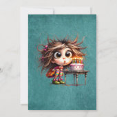 Gekke verjaardag meisje het maken van een wens kaart (Achterkant)