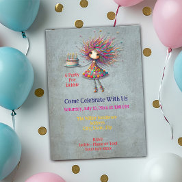 Gekke verjaardag meisje met taart kaart