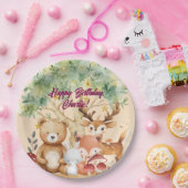 Gekke Verjaardag van bosdieren Papieren Bordje (Feest)