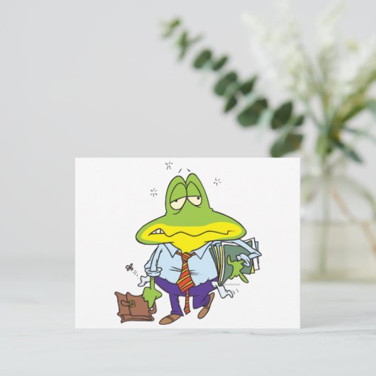 gekke vermoeide man kikker briefkaart (Staand voorkant)