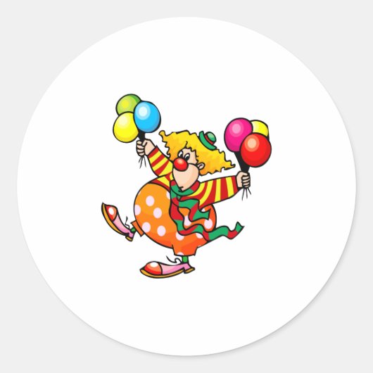 Gekke vet clown met ballonnen ronde sticker (Voorkant)