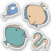 Gekke vissen en paling sticker (Voorkant)