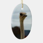 Gekke vogelfoto Ostrich Face Head Closeup Keramisch Ornament (Rechts)