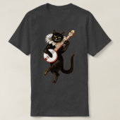  Gekke vogelkat dat banjo speelt T-shirt (Design voorkant)