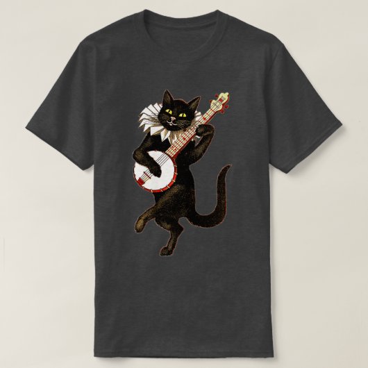  Gekke vogelkat dat banjo speelt T-shirt (Design voorkant)