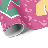 Gekke vraag markeert mysterie raadsel roze cadeaupapier (Rol Hoek)