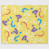 Gekke vraagtekens mysterie raadsel geel cadeaupapier (Vlak)