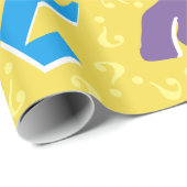 Gekke vraagtekens mysterie raadsel geel cadeaupapier (Rol Hoek)