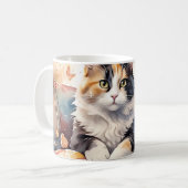Gekke Waterverf Calico Cat en Butterflies Koffiemok (Voorkant links)