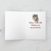 Gekke Waterverf Wolf kerstHumor Feestdagen Kaart (Binnen)