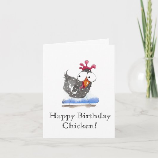 Gekke Wenskaarten Happy Birthday Chicken! Bedankkaart (Voorkant)