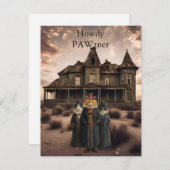 Gekke Westernste Hallo Kaart Cat Howdy (Voorkant / Achterkant)