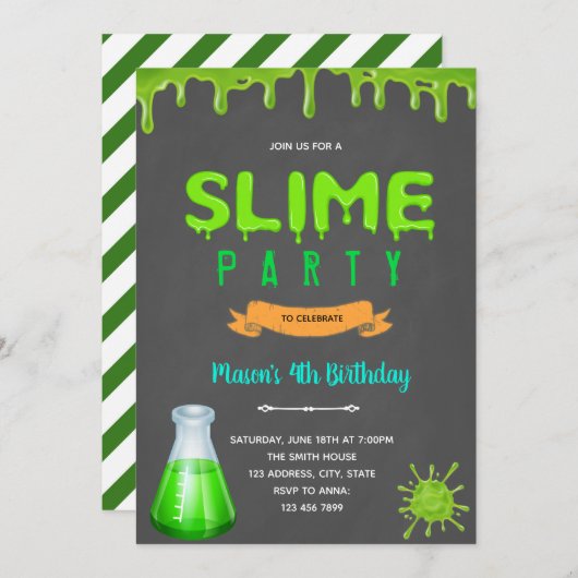 Gekke wetenschap verjaardagsfeestje uitnodiging (Voorkant / Achterkant)