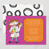 Gekke Wetenschappelijke Uitnodiging: Brunette Meis Save The Date (Voorkant / Achterkant)