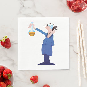 Gekke Wetenschapper met Bekerglas Plezierige Weten Servet