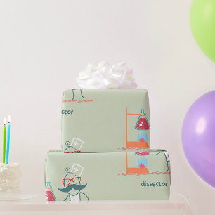 Gekke wetenschapsontleder met snor cadeaupapier