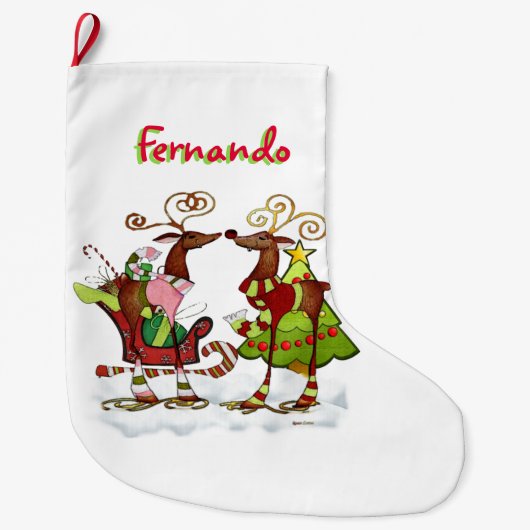 Gekke Whimsey Christmas Mooks GEPERSONALISEERD Grote Kerstsok (Voorkant)