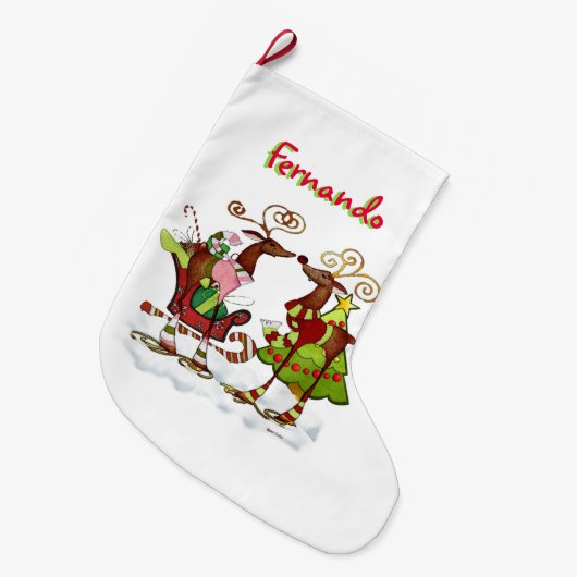 Gekke Whimsey Christmas Mooks GEPERSONALISEERD Grote Kerstsok (Voorkant (Hangend))