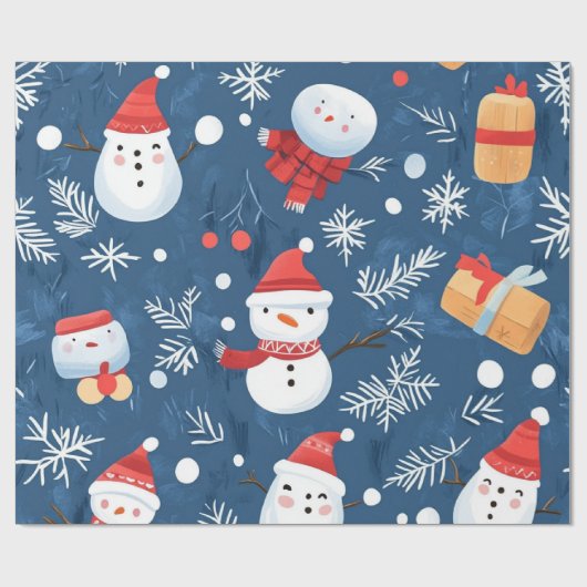 Gekke winter kerstpatronen cadeaupapier (Vlak)