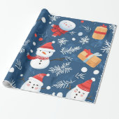 Gekke winter kerstpatronen cadeaupapier (Uitgerold)