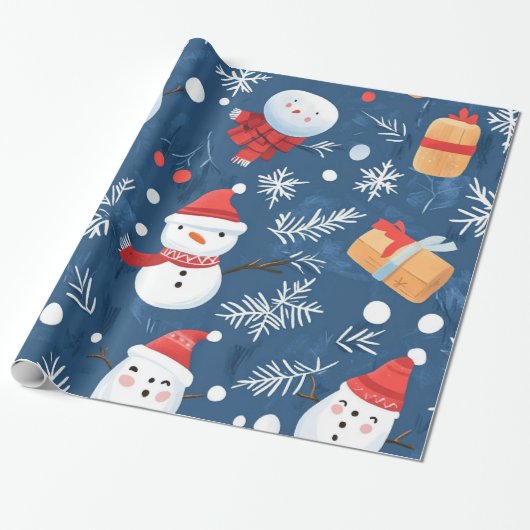 Gekke winter kerstpatronen cadeaupapier (Uitgerold)