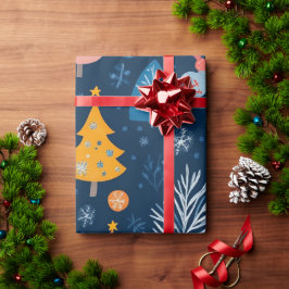 Gekke winter kerstpatronen cadeaupapier