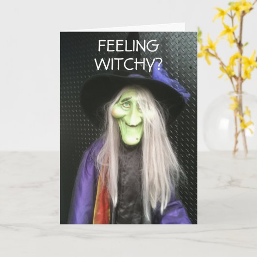 GEKKE WITCH HUMOROUS BIRTHDAY KAART (Gele Bloem)