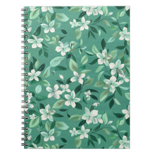 Gekke witte bloesems op Blauwgroen Notitieboek