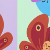 Gekke wolk met vrolijke vlinders en bloemen behang (Zoom)