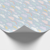 Gekke wolken en regenbogen cadeaupapier (Hoek)