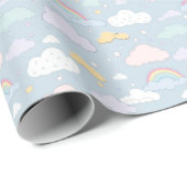 Gekke wolken en regenbogen cadeaupapier (Rol Hoek)