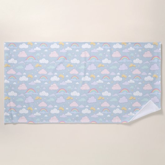 Gekke wolken en regenbogen strandlaken (Voorkant)