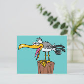 gekke zeegarnale cartoon briefkaart (Staand voorkant)