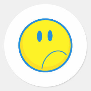 gekke zielig gele en blauwe zijde ronde sticker