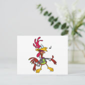 gekke zingroostercartoon briefkaart (Staand voorkant)