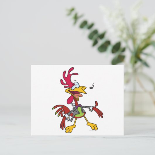 gekke zingroostercartoon briefkaart (Staand voorkant)