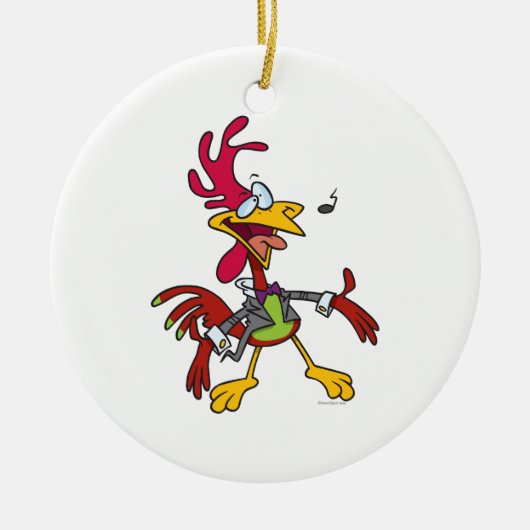 gekke zingroostercartoon keramisch ornament (Voorkant)