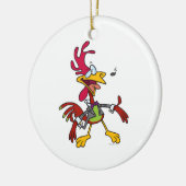 gekke zingroostercartoon keramisch ornament (Links)